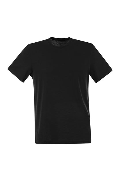 Short-sleeved T-shirt in lyocell and cotton