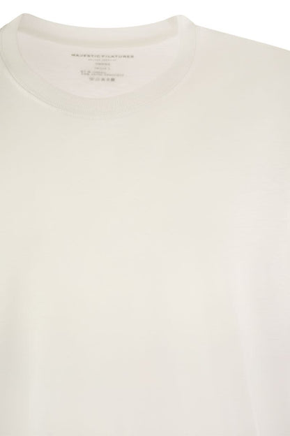 Short-sleeved T-shirt in lyocell and cotton