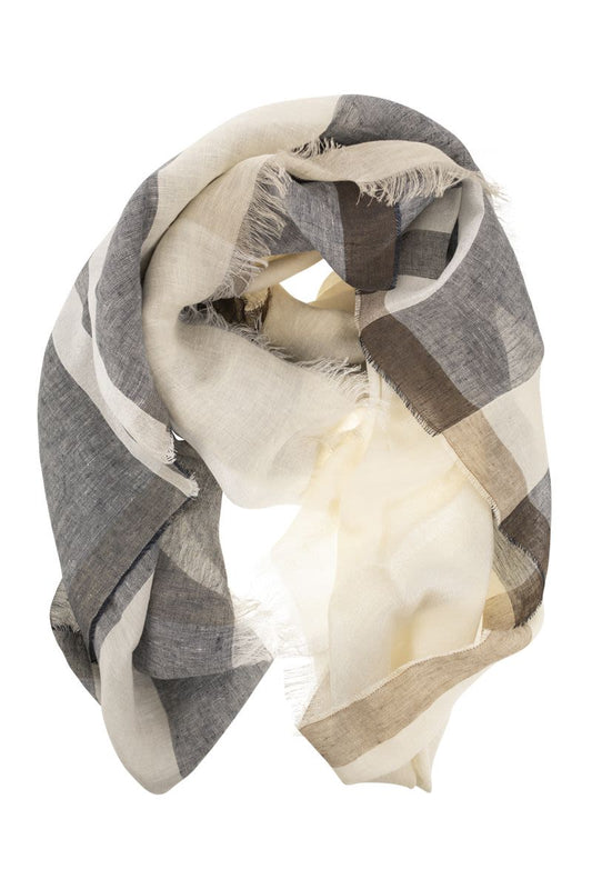 Linen, viscose and lurex blend bob scarf