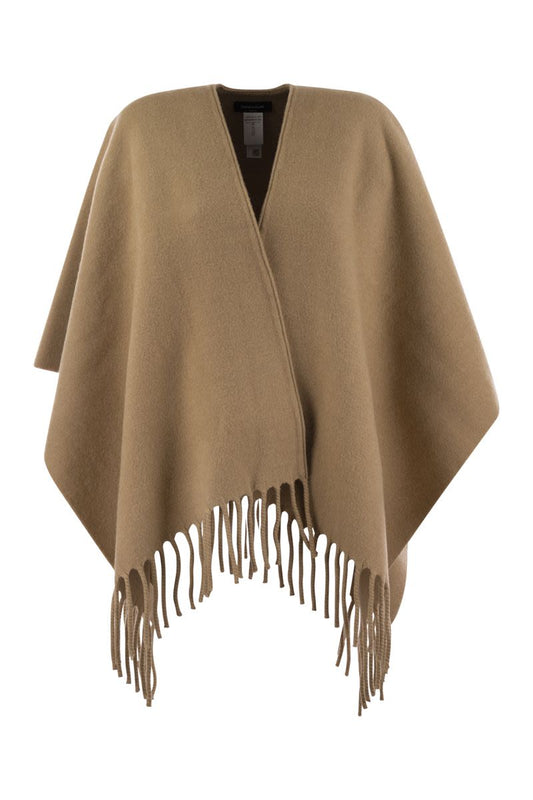 Wool fringed cape