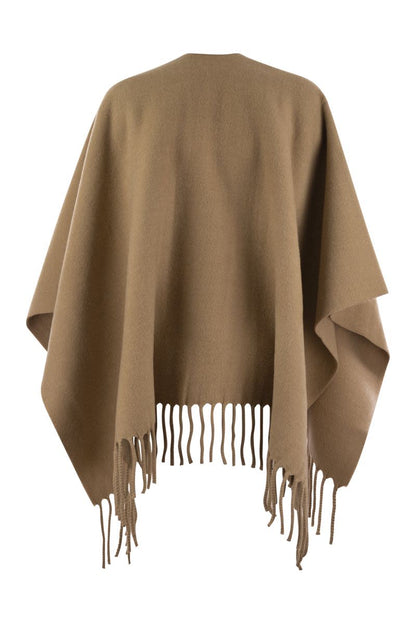 Wool fringed cape