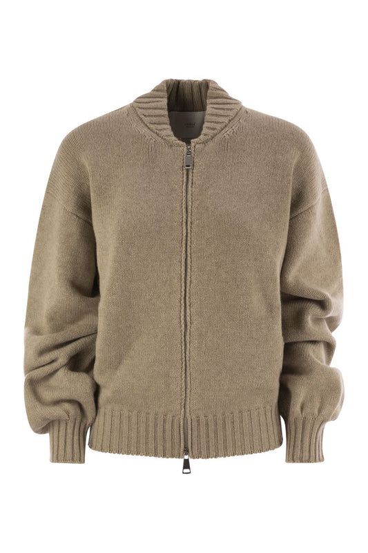 Wool and cashmer cardigan with zip