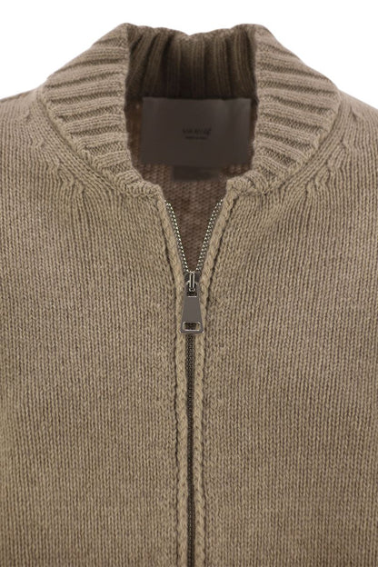 Wool and cashmer cardigan with zip