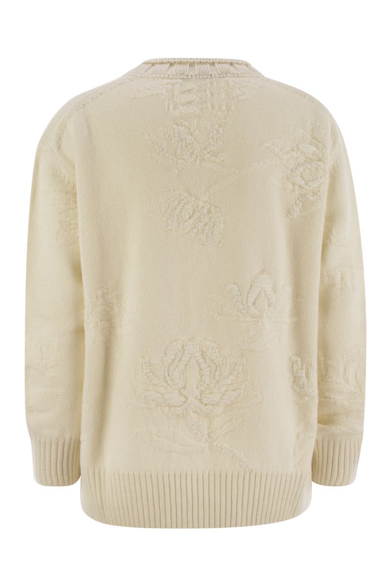 Wool and cashmere-blend sweater with workmanship