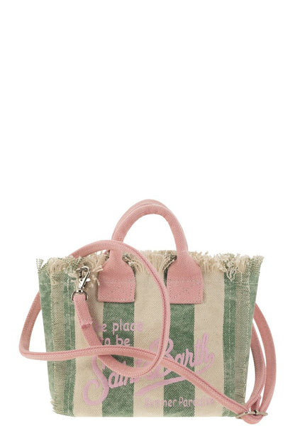 Mini Vanity bag in striped cotton canvas