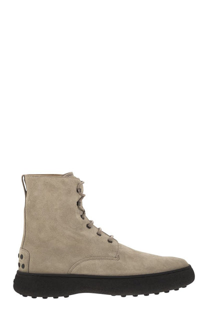 Suede lace-up boot