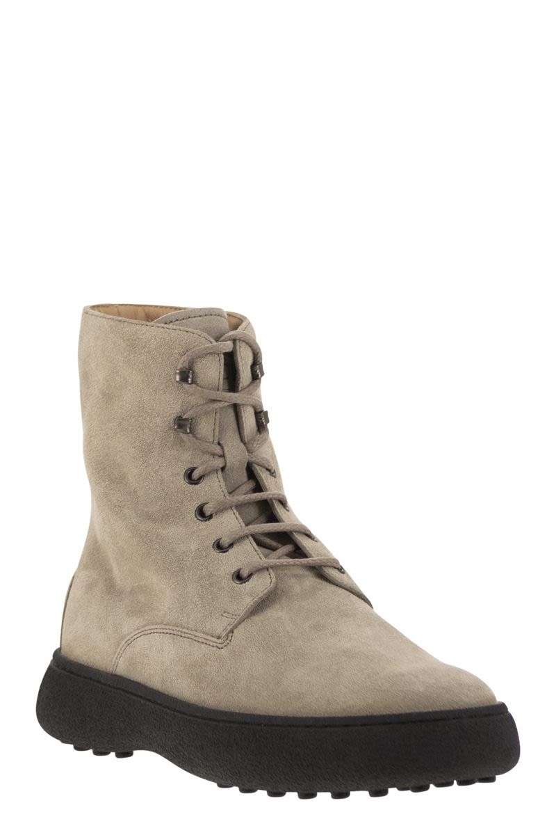 Suede lace-up boot