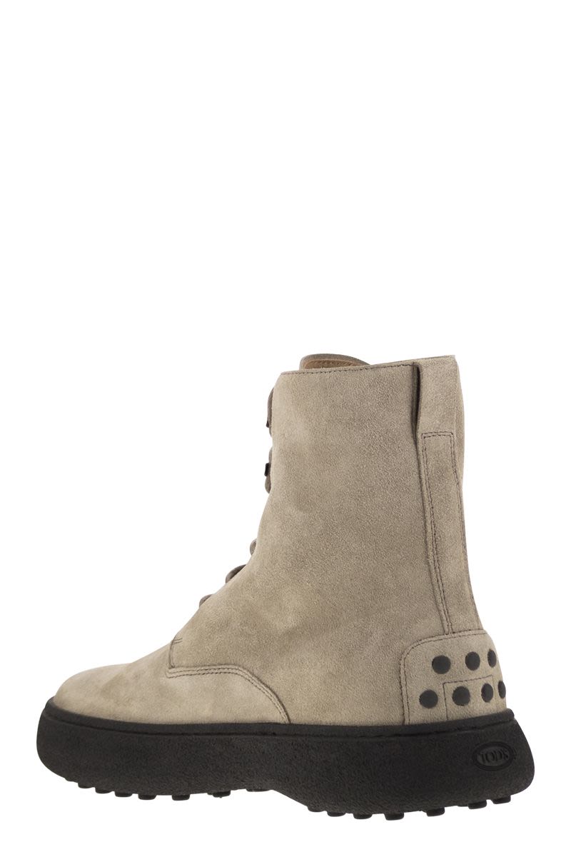 Suede lace-up boot