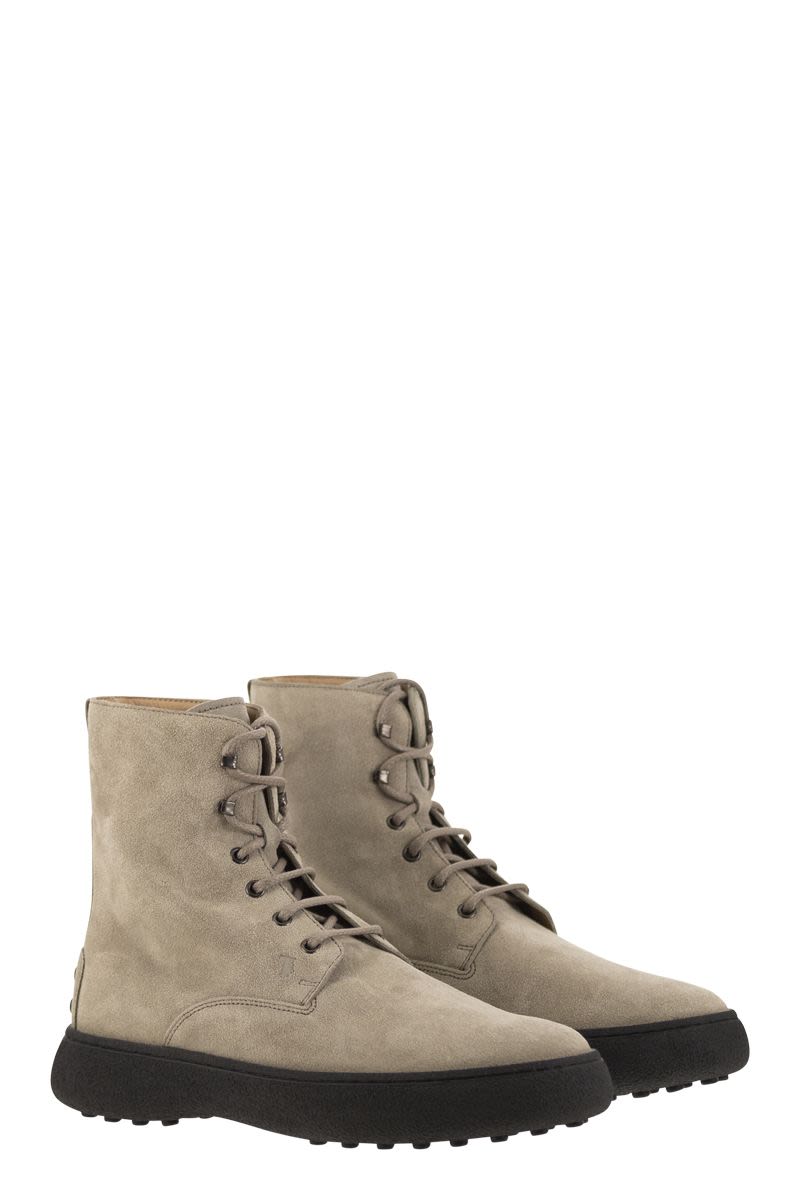 Suede lace-up boot