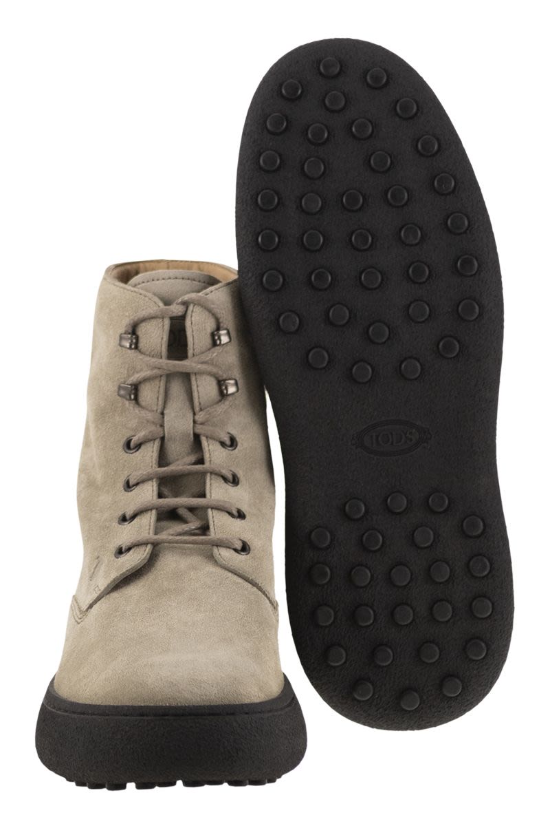 Suede lace-up boot