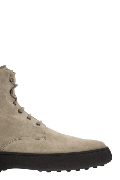 Suede lace-up boot