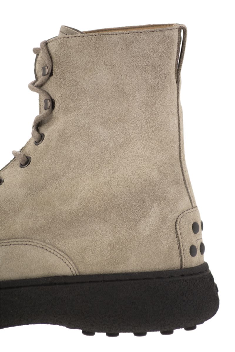 Suede lace-up boot