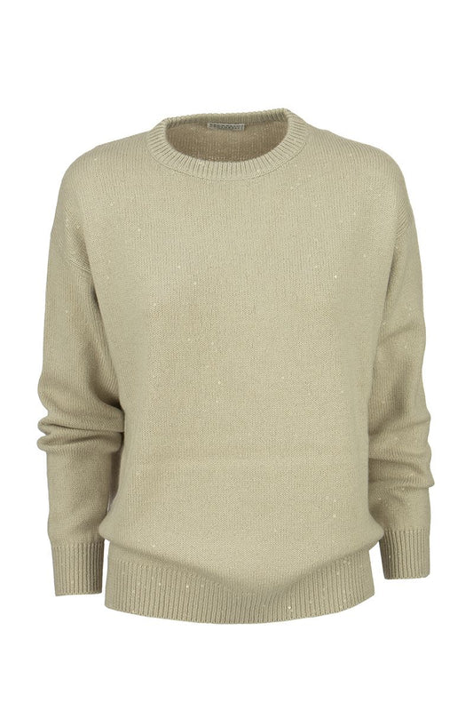 Diamante cashmere and silk crew-neck sweater - VOGUERINI