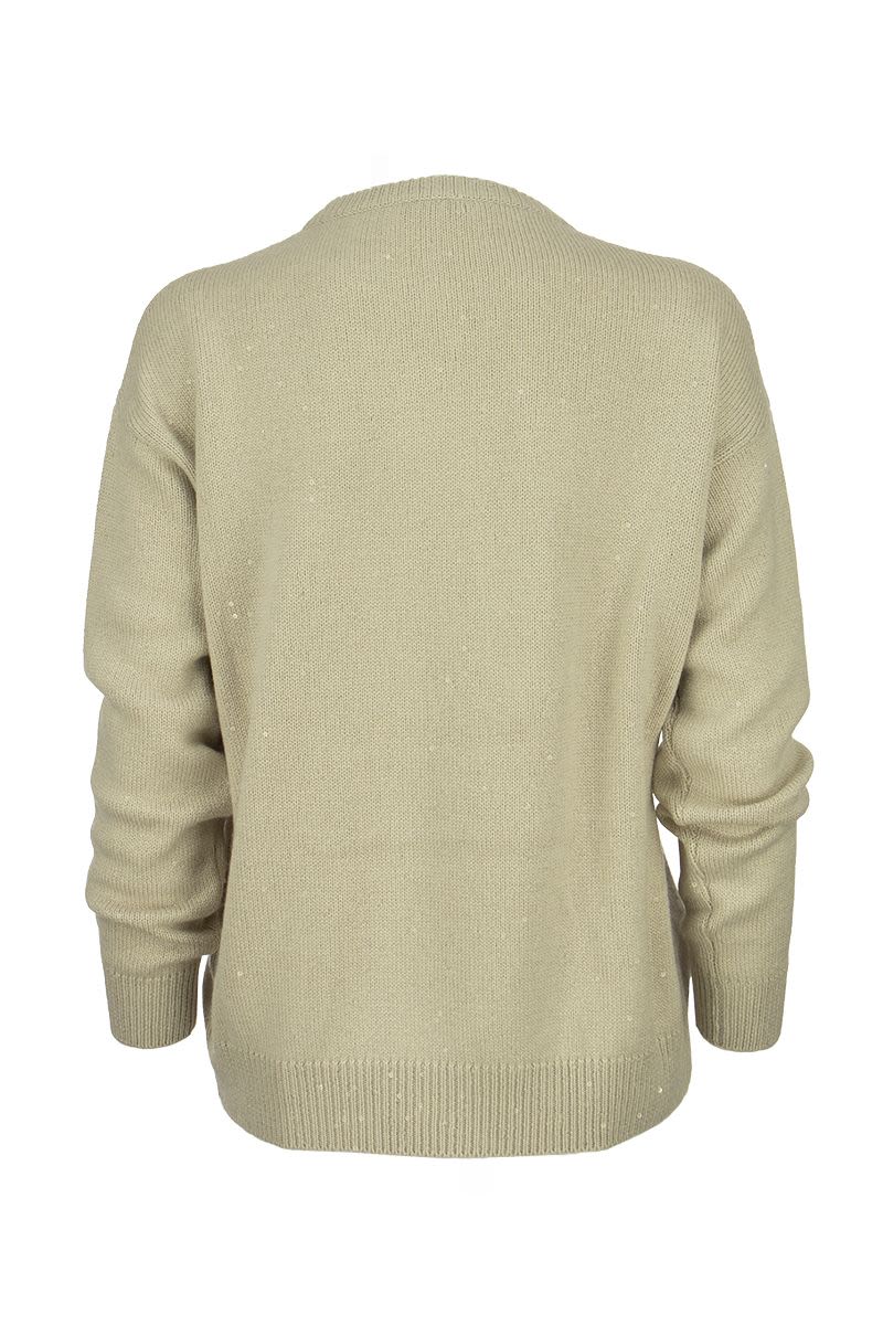 Diamante cashmere and silk crew-neck sweater - VOGUERINI