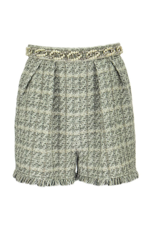 High-waisted tweed shorts - VOGUERINI