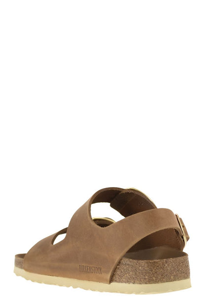 MILANO BIG BUCKLE - Oiled leather sandal - VOGUERINI