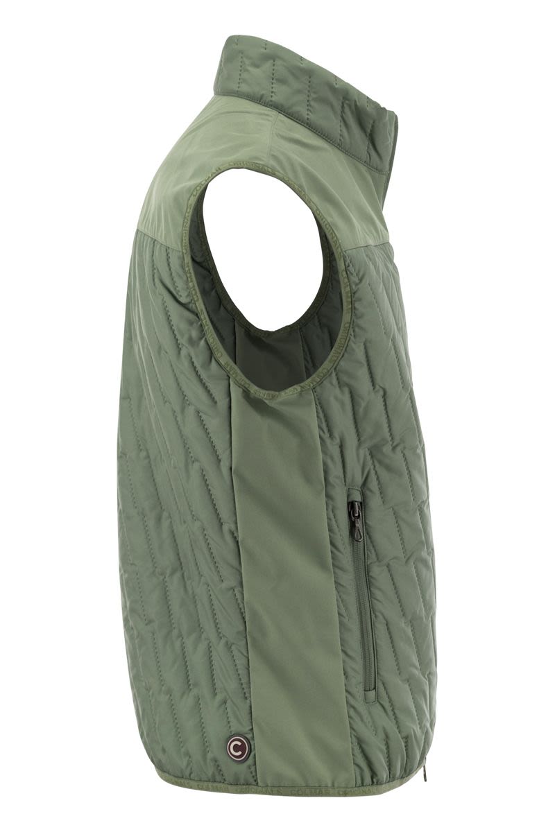 Quilted waistcoat with softshell inserts