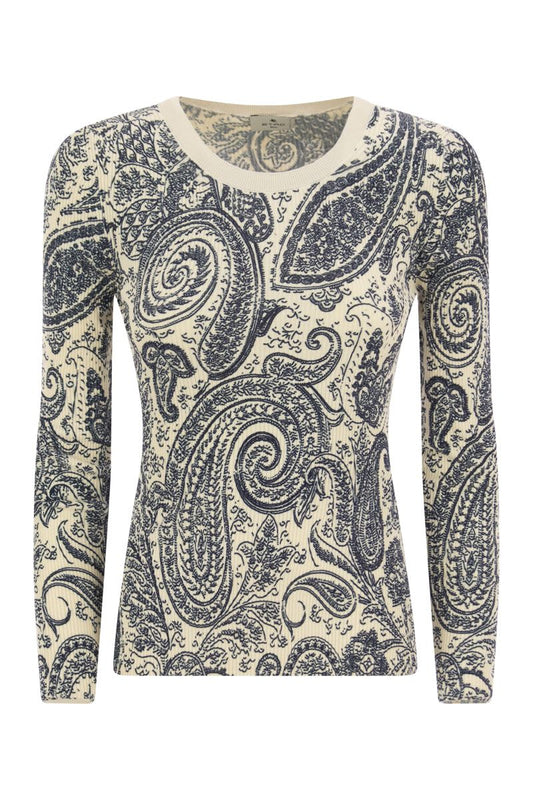 Crew-neck sweater with Paisley pattern - VOGUERINI