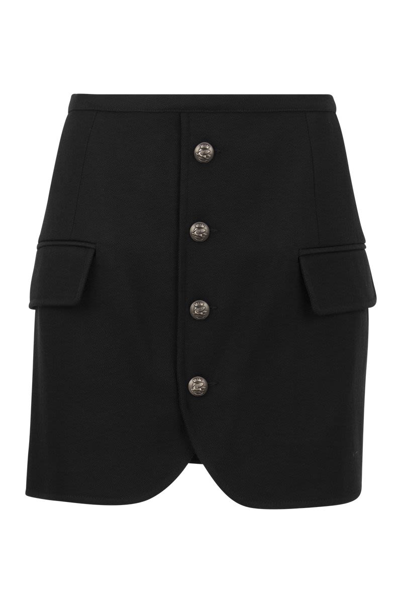 Wool skirt with Pegasus buttons - VOGUERINI