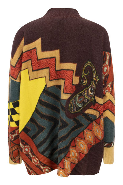 Wool sweater with patchwork print - VOGUERINI