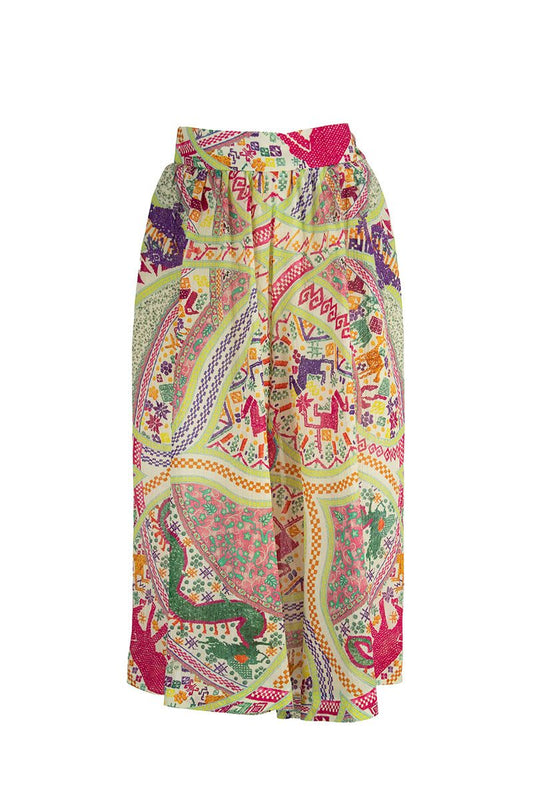 Skirt trousers with multi-coloured geometric design - VOGUERINI