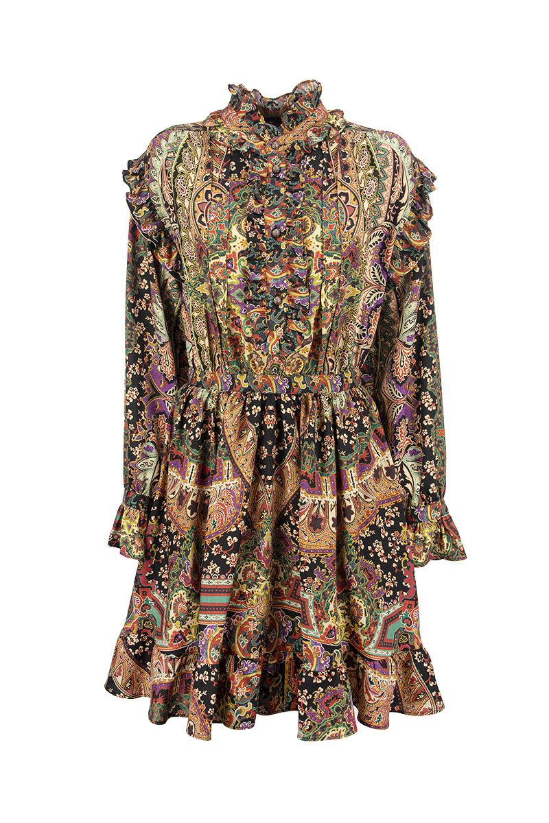 Wool and Silk Paisley Naif Dress - VOGUERINI