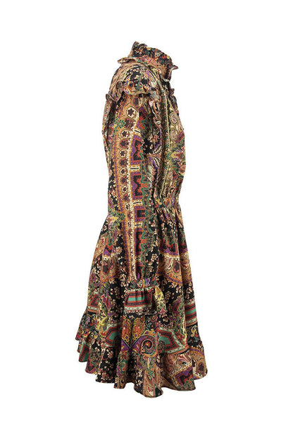 Wool and Silk Paisley Naif Dress - VOGUERINI