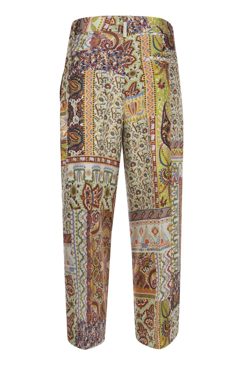 Patchwork Print Trousers - VOGUERINI