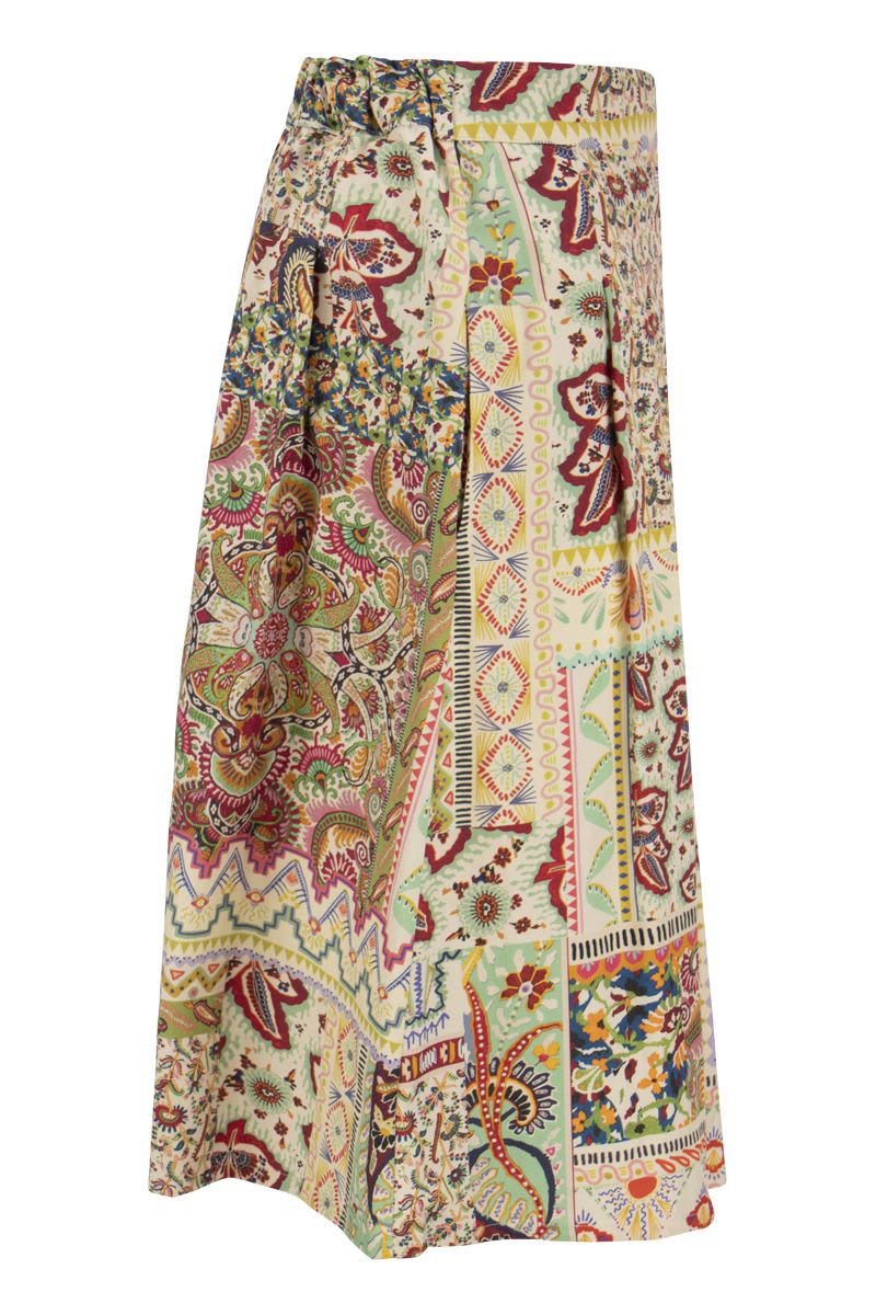 Cotton skirt with patchwork print - VOGUERINI