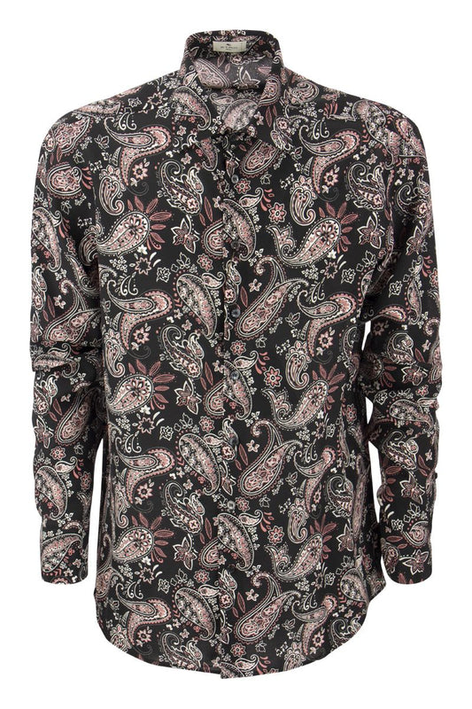 Paisley Print Silk Shirt - VOGUERINI