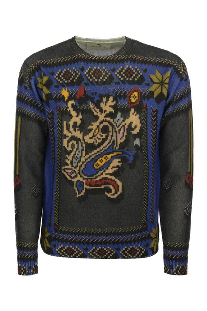 Printed virgin wool jumper - VOGUERINI