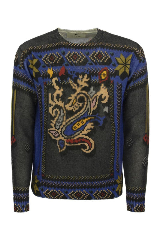 Printed virgin wool jumper - VOGUERINI