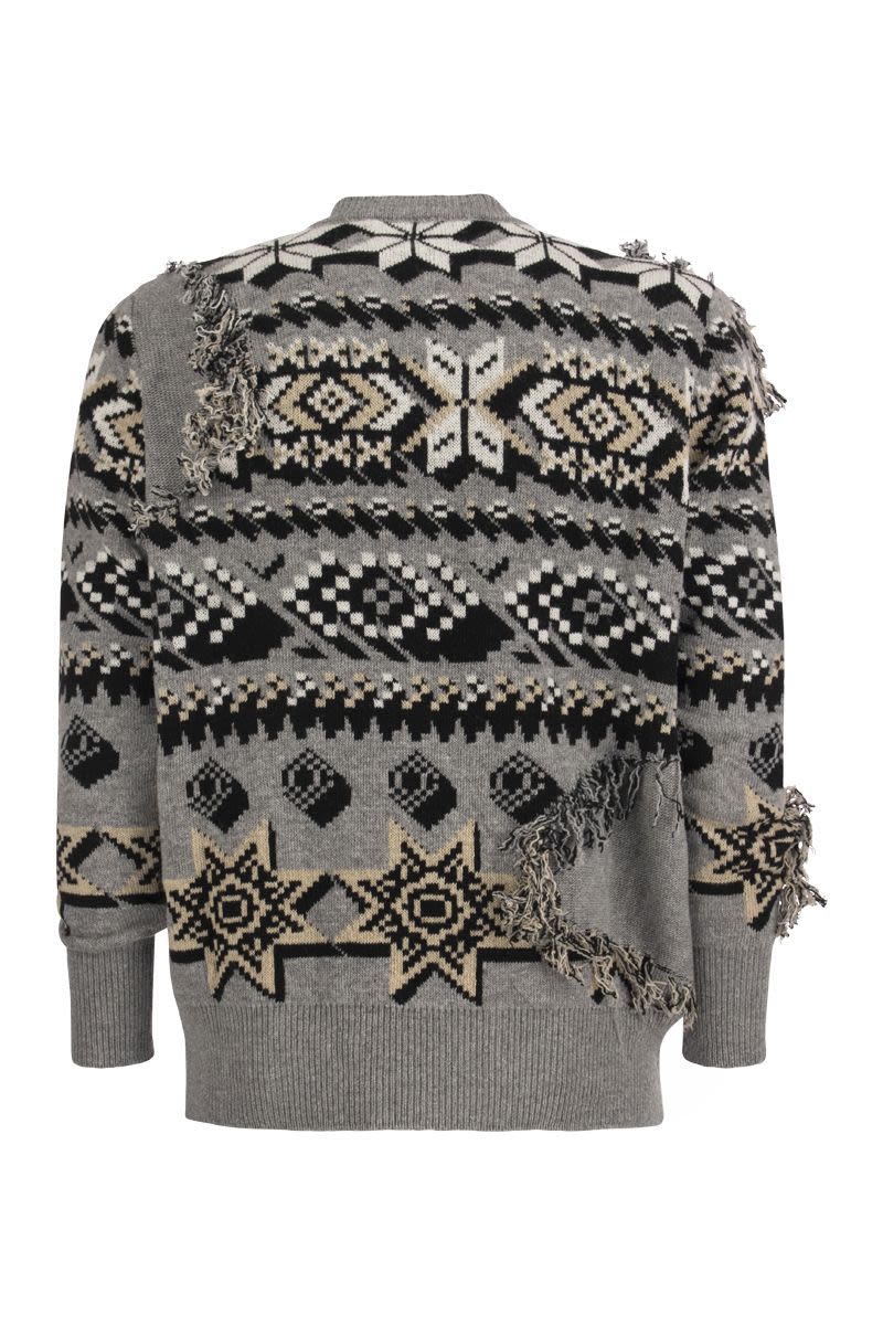 Jacquard jumper inlaid with wolf - VOGUERINI