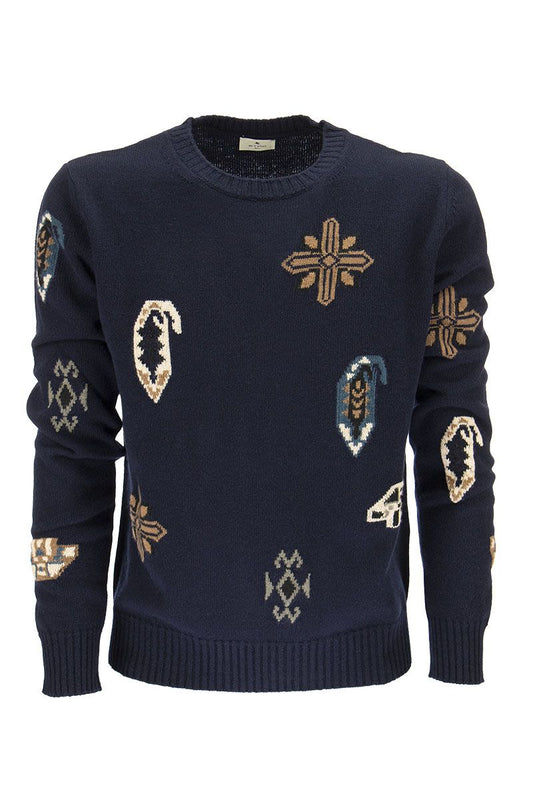Wool and cotton inlaid jumper - VOGUERINI