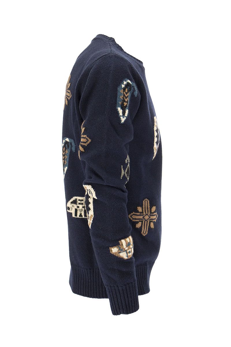 Wool and cotton inlaid jumper - VOGUERINI