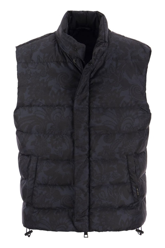 Paisley floral sleeveless down jacket - VOGUERINI