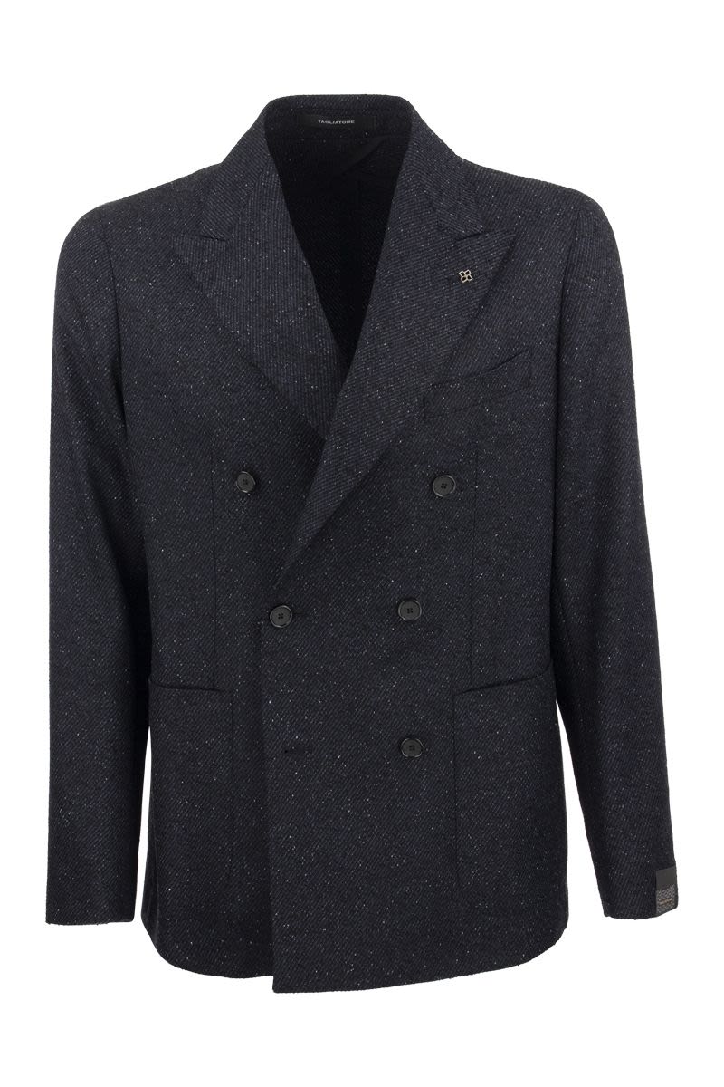 Wool, silk and cashmere double-breasted jacket - VOGUERINI