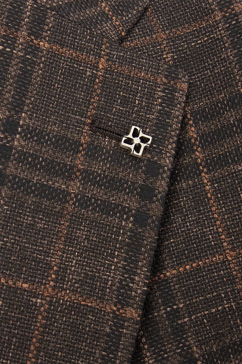 Wool, Silk and Linen Jacket with Tartan pattern - VOGUERINI