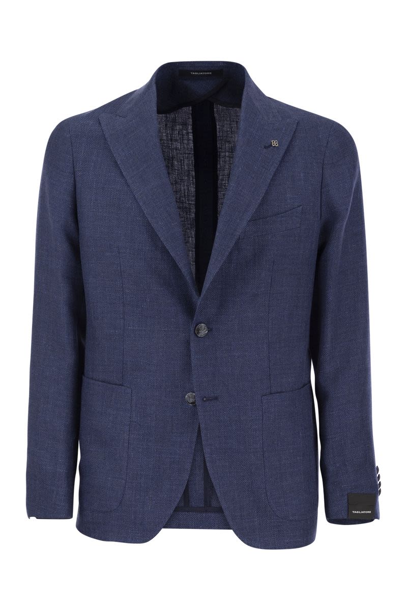 Linen and virgin wool two-button jacket - VOGUERINI