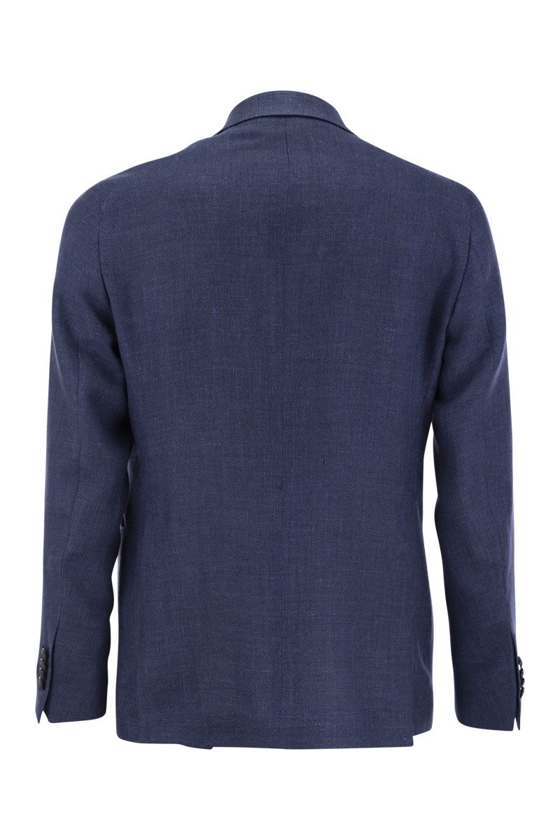 Linen and virgin wool two-button jacket - VOGUERINI