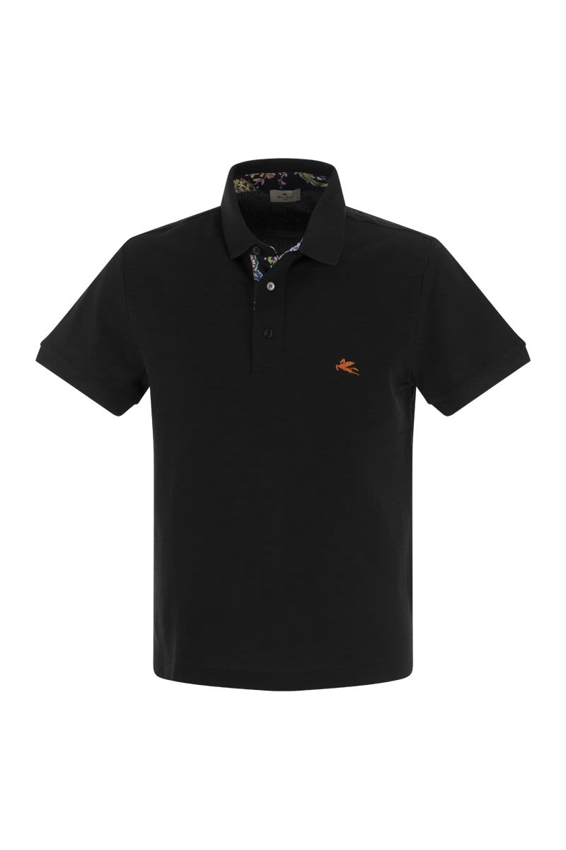 Piqué polo shirt with embroidered Pegasus - VOGUERINI