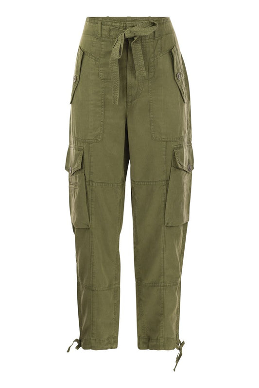 Linen blend twill cargo trousers - VOGUERINI