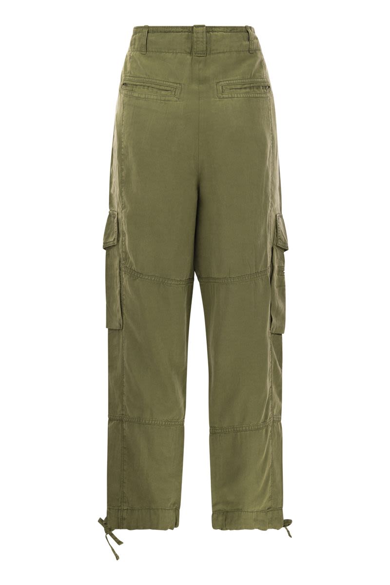 Linen blend twill cargo trousers - VOGUERINI
