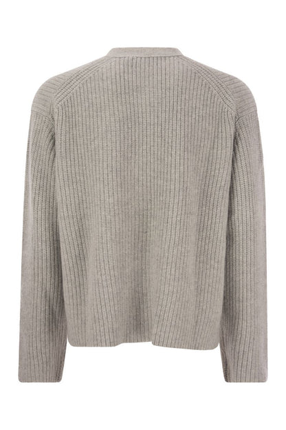 Ribbed wool and cashmere cardigan - VOGUERINI