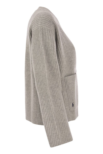 Ribbed wool and cashmere cardigan - VOGUERINI