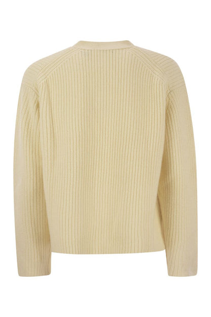 Ribbed wool and cashmere cardigan - VOGUERINI