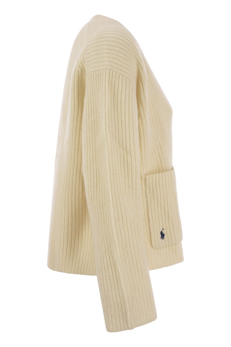 Ribbed wool and cashmere cardigan - VOGUERINI