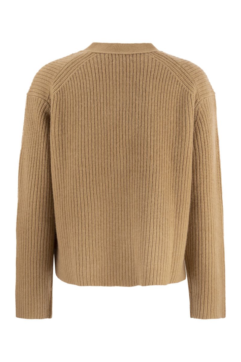 Ribbed wool and cashmere cardigan - VOGUERINI