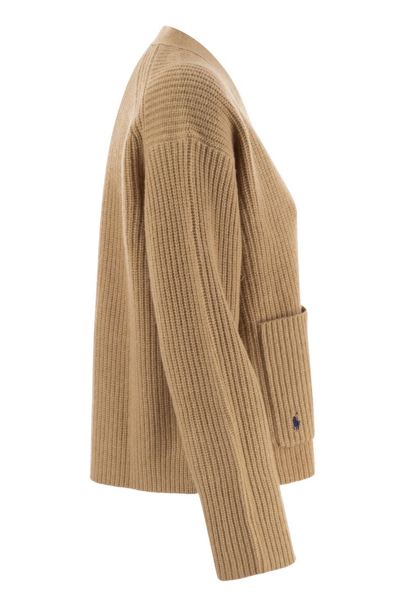 Ribbed wool and cashmere cardigan - VOGUERINI