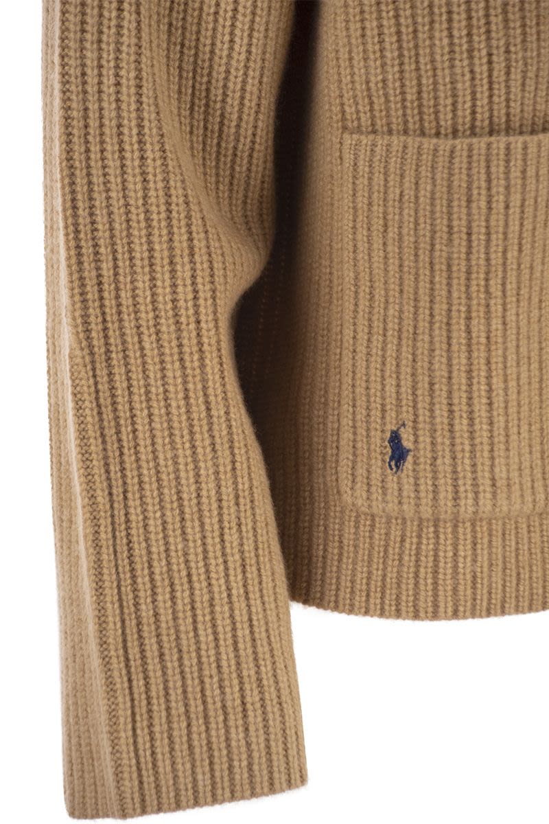 Ribbed wool and cashmere cardigan - VOGUERINI